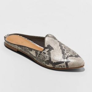 Snake print mule shoes